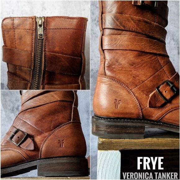 FRYE Veronica Tanker Moto boot in Cognac - Picture 8 of 8
